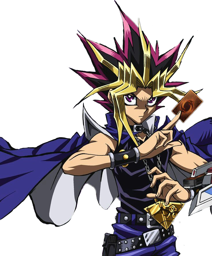 Spiky-Haired Anime Duelist with Purple Cape