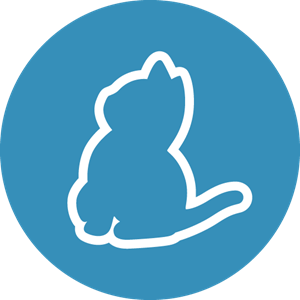 Sitting Cat Outline Icon on Blue Circle