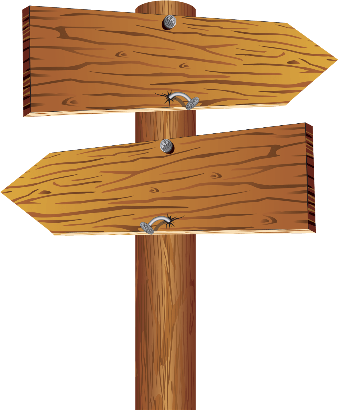 Wooden Double Arrow Signpost with Nails