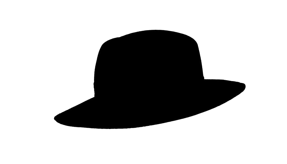Black Fedora Hat Silhouette in Solid Black