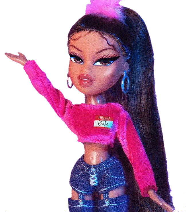 Fashion Doll in Pink Fuzzy Crop Top