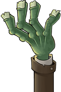 Green Zombie Hand Rising from Brown Sleeve