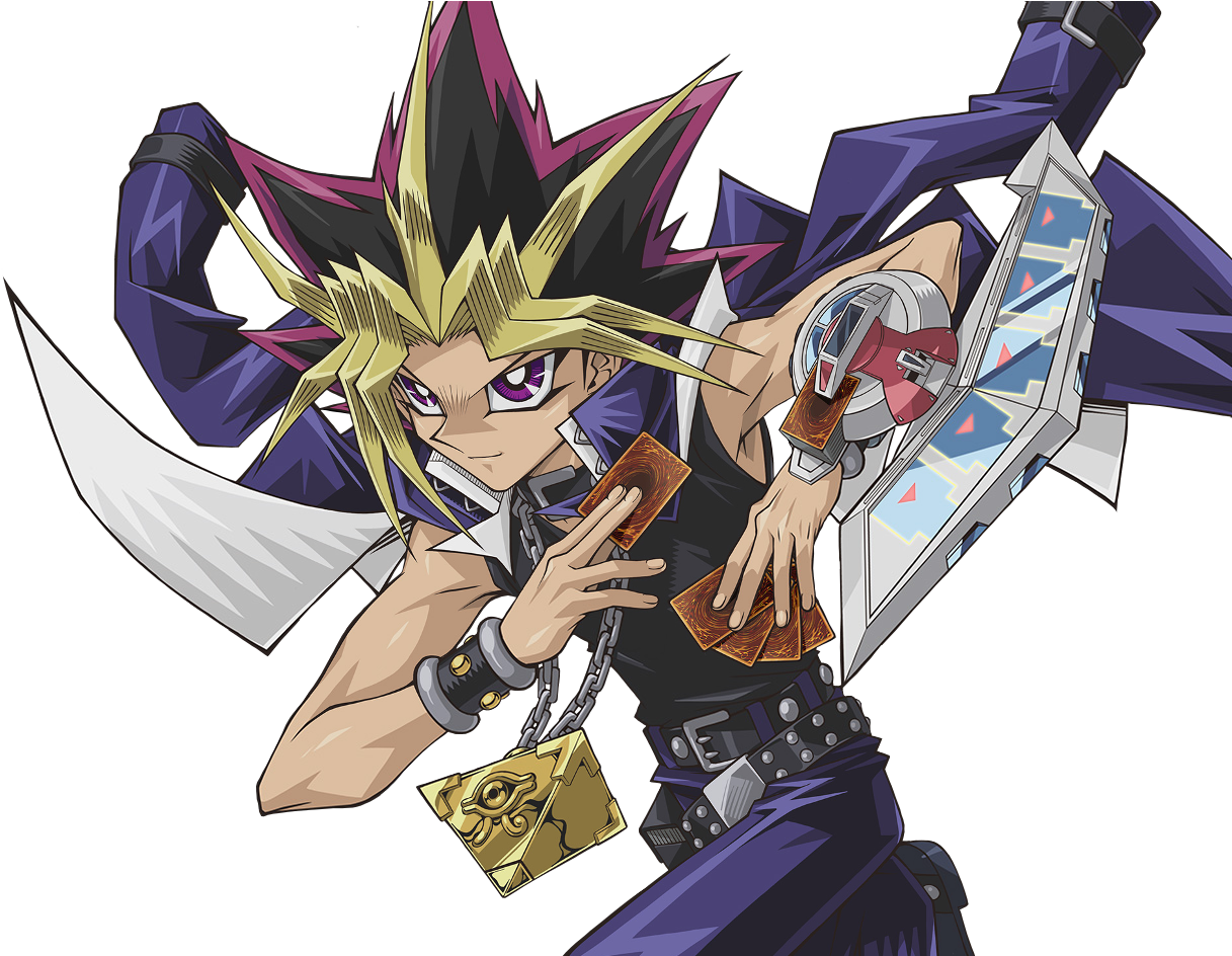 Anime Duelist with Spiky Tricolor Hair