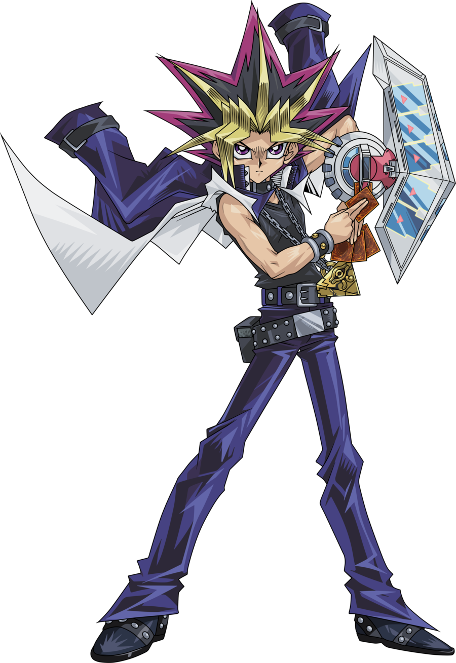 Spiky Hair Duelist with Purple Coat and Duel Disk