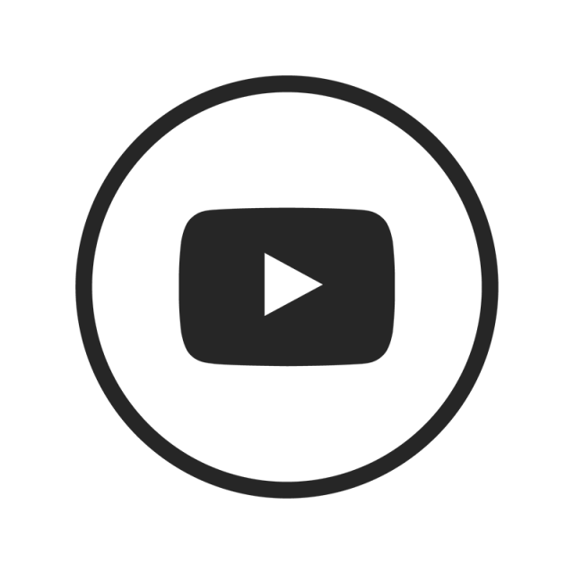 Black YouTube Play Icon in Circle Outline