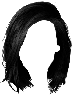 Black Shoulder-Length Layered Hair Wig Cutout