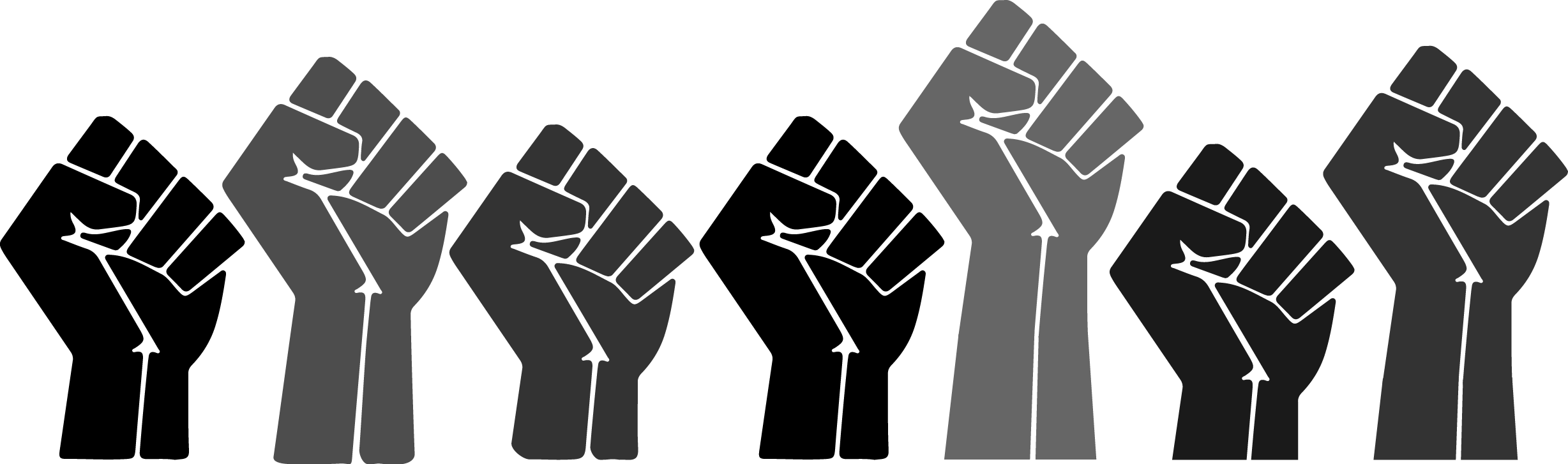 Raised Fists in Black and Grey Tones