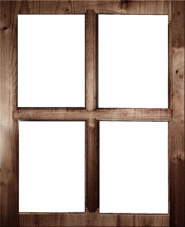 Rustic Wooden Four-Pane Window Frame