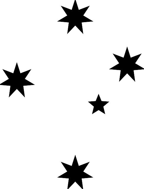 Scattered Black Eight-Point Star Silhouettes