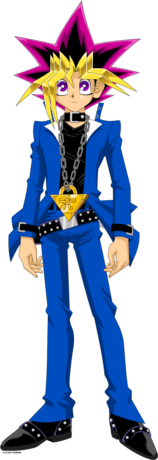 Yugi Muto Standing in Blue Suit