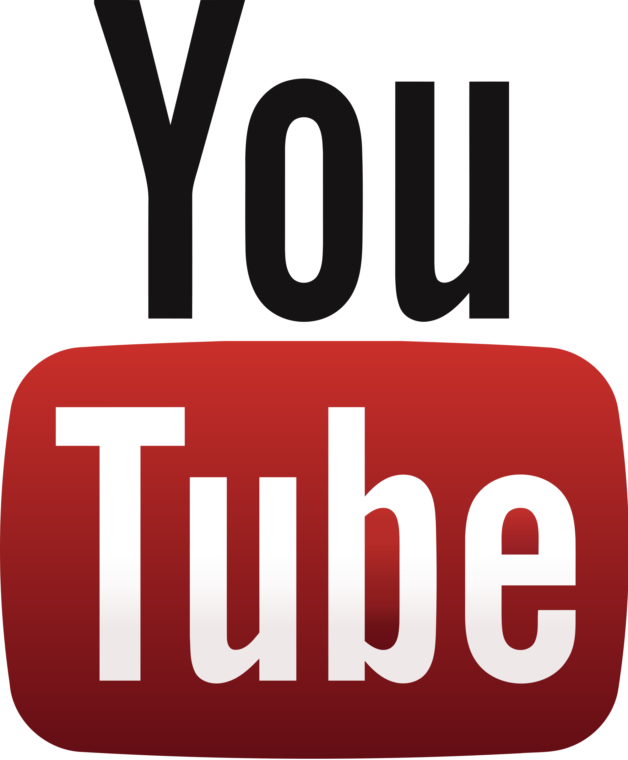 Stacked YouTube Logo with Red Gradient Badge