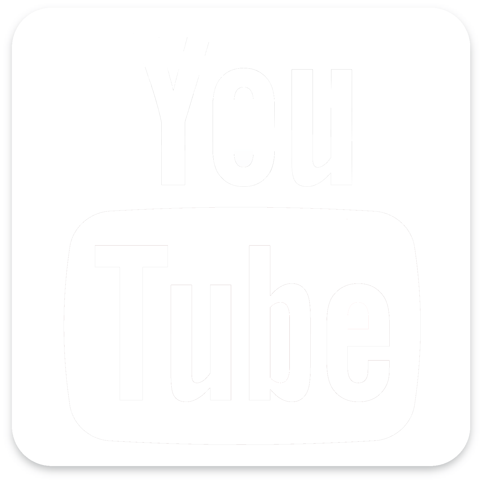 White YouTube Logo Icon with Rounded Square