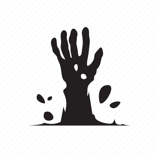 Black Zombie Hand Rising from Soil