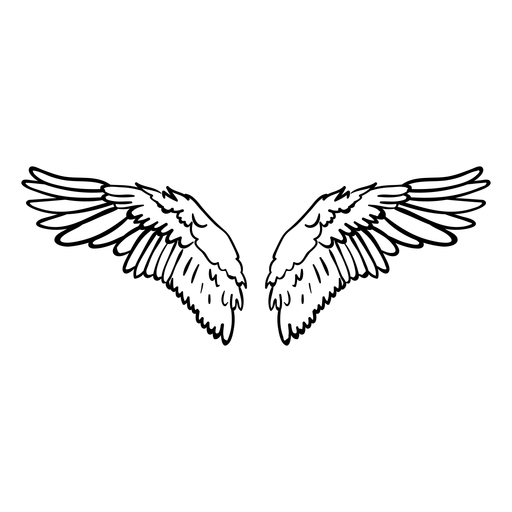 Black Line Art Angel Wings Pair