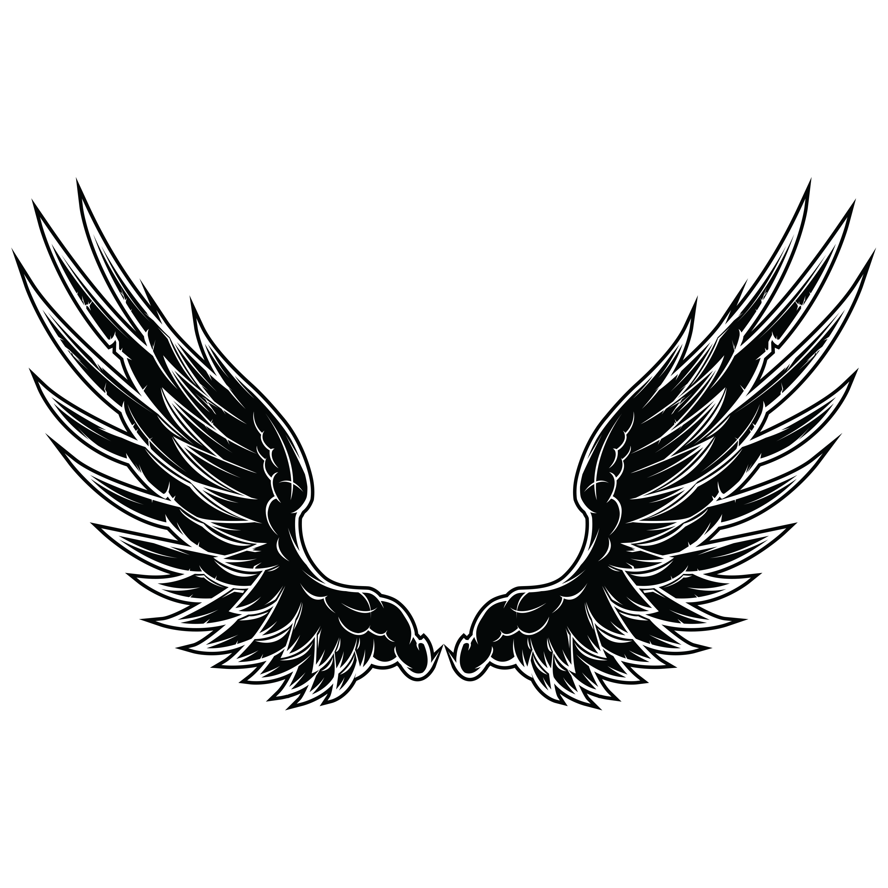 Black Outlined Angel Wings Pair Illustration