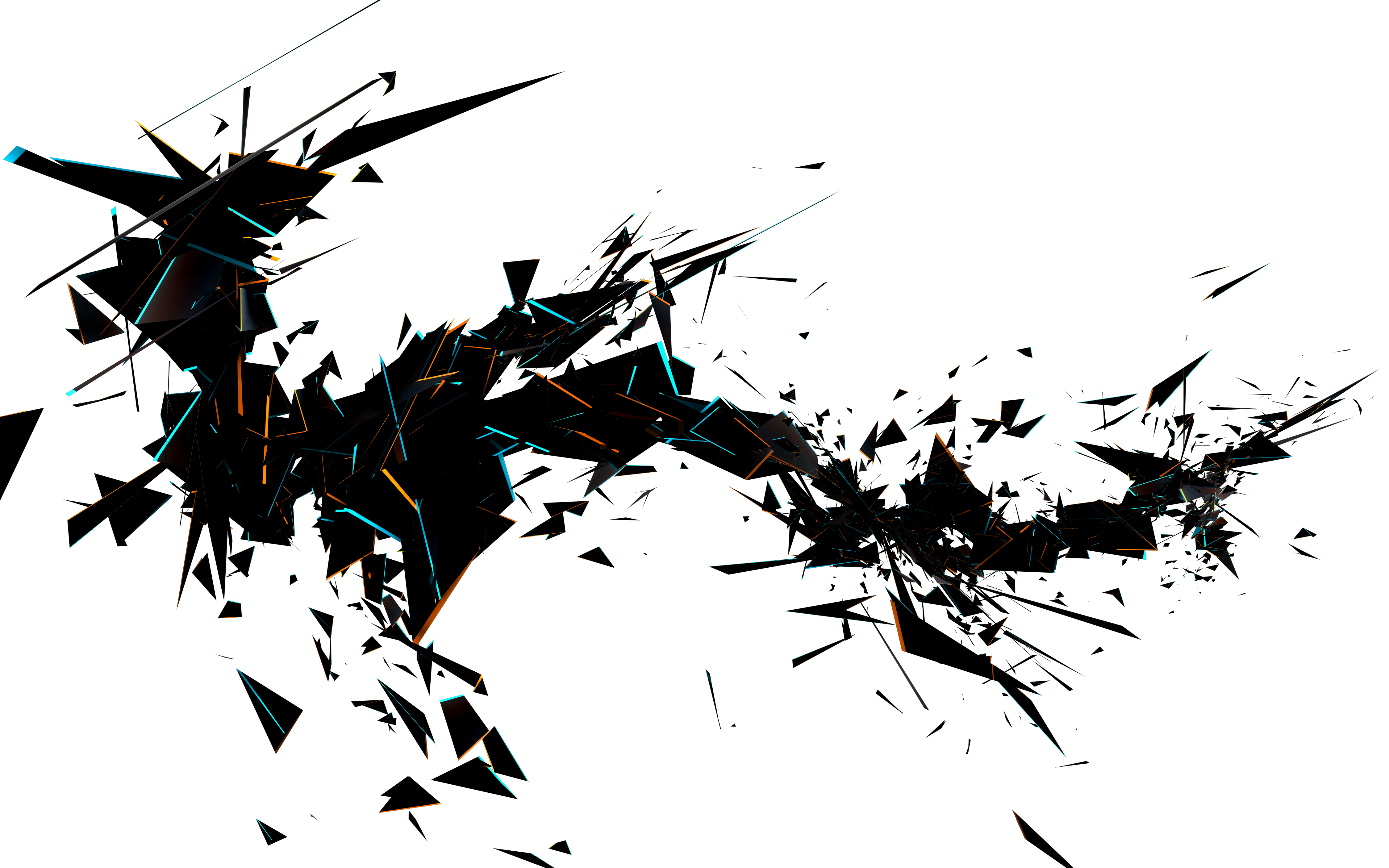Black Shattered Shards with Cyan Edges