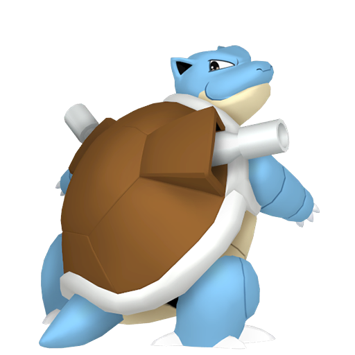 Blastoise 3D Model with Brown Shell and Water Cannons