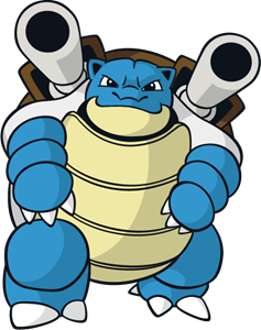 Blastoise Cartoon Front View with Twin Cannons