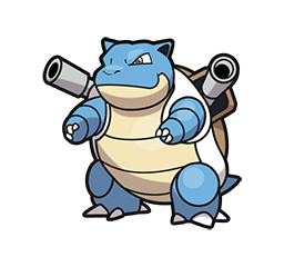 Blastoise Cartoon Turtle with Water Cannons