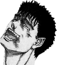 Spiky-Haired Manga Character Laughing, Black Ink Style