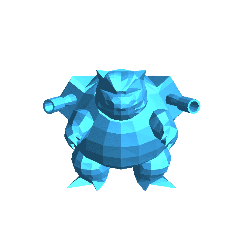 Low Poly Cyan Blastoise Figure Model