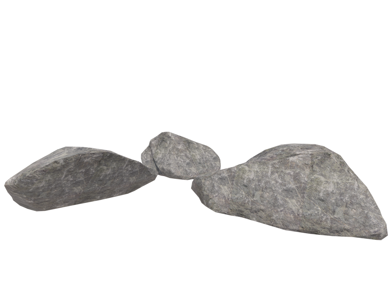 Three Grey Rocks Cluster with Speckled Texture