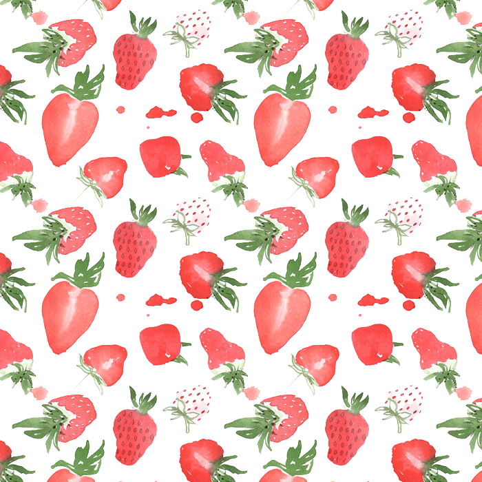 Watercolor Strawberry Repeat Pattern in Coral Red