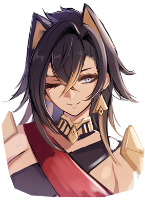 Anime Character with Dark Hair and Fox Ears