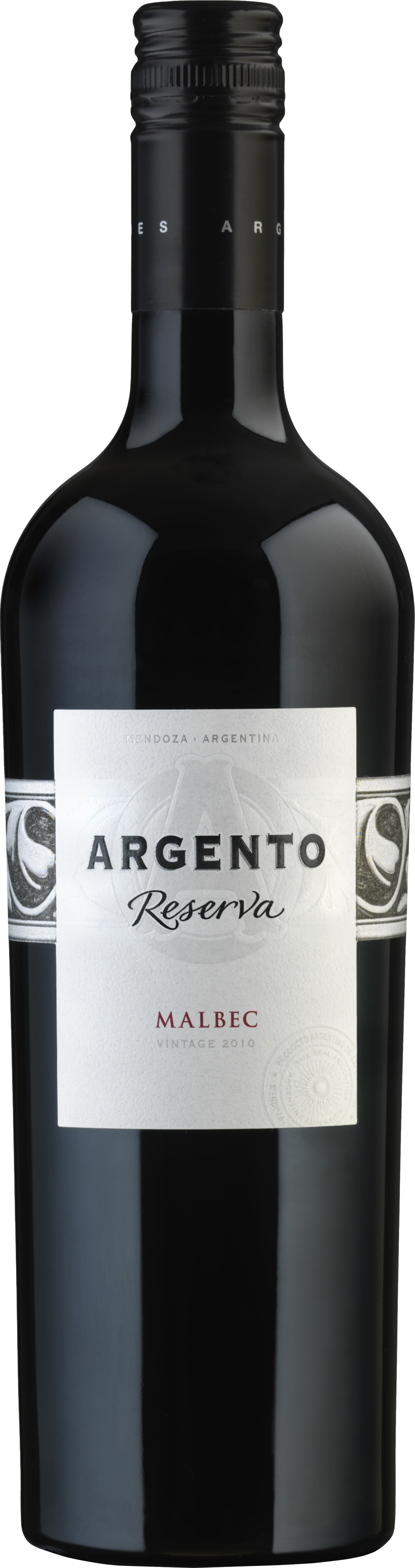 Dark Glass Malbec Wine Bottle with Silver Label