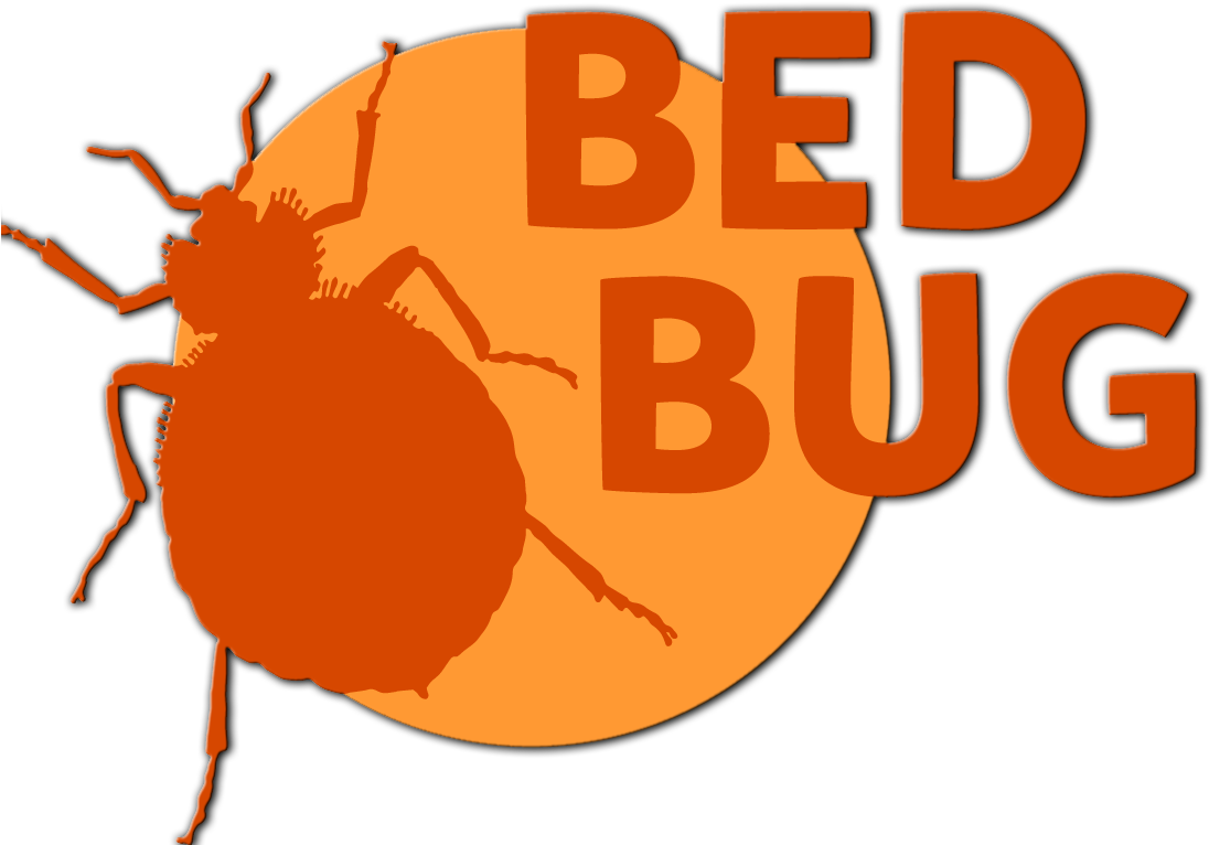 Orange Bed Bug Silhouette with Bold Text