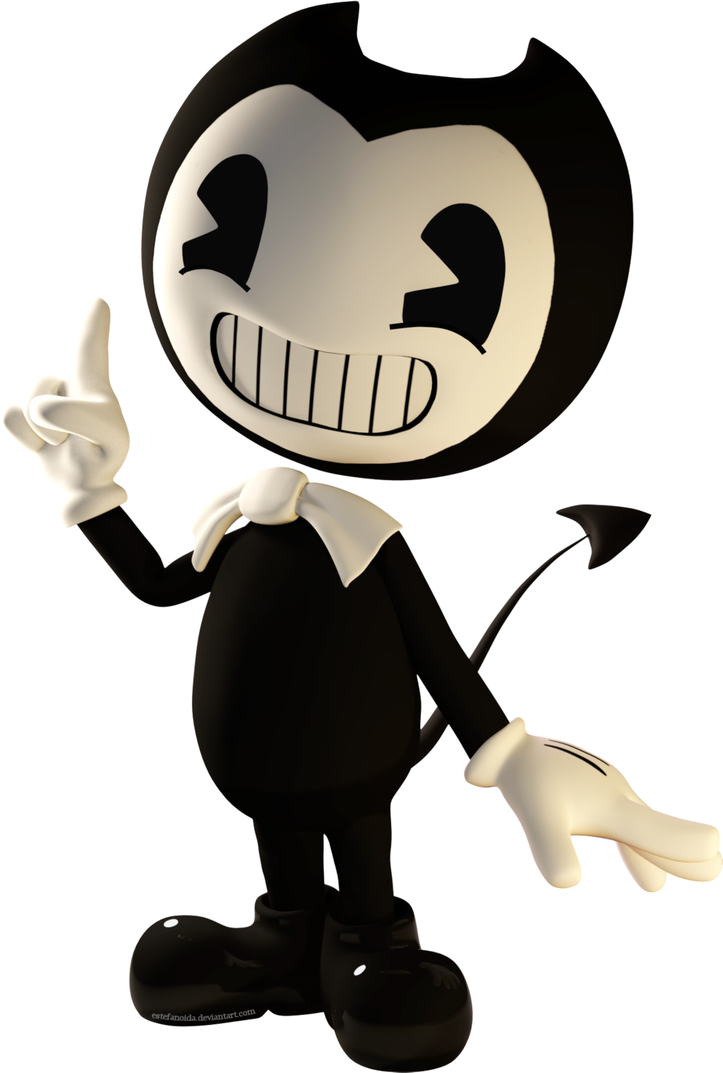 Bendy 3D Figure Pointing Up Black and Cream