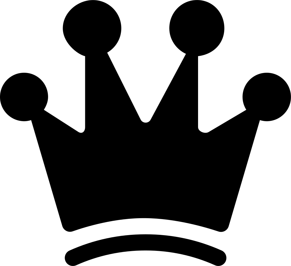 Solid Black Crown Icon with Five Rounded Points