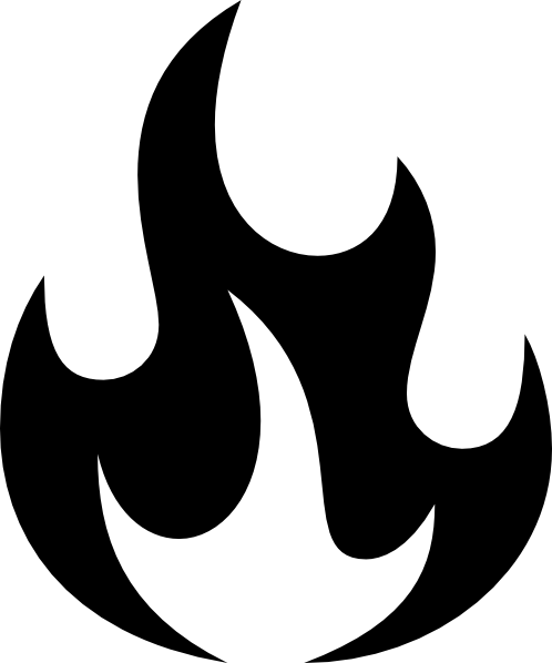 Black Flame Icon with Curved Tips