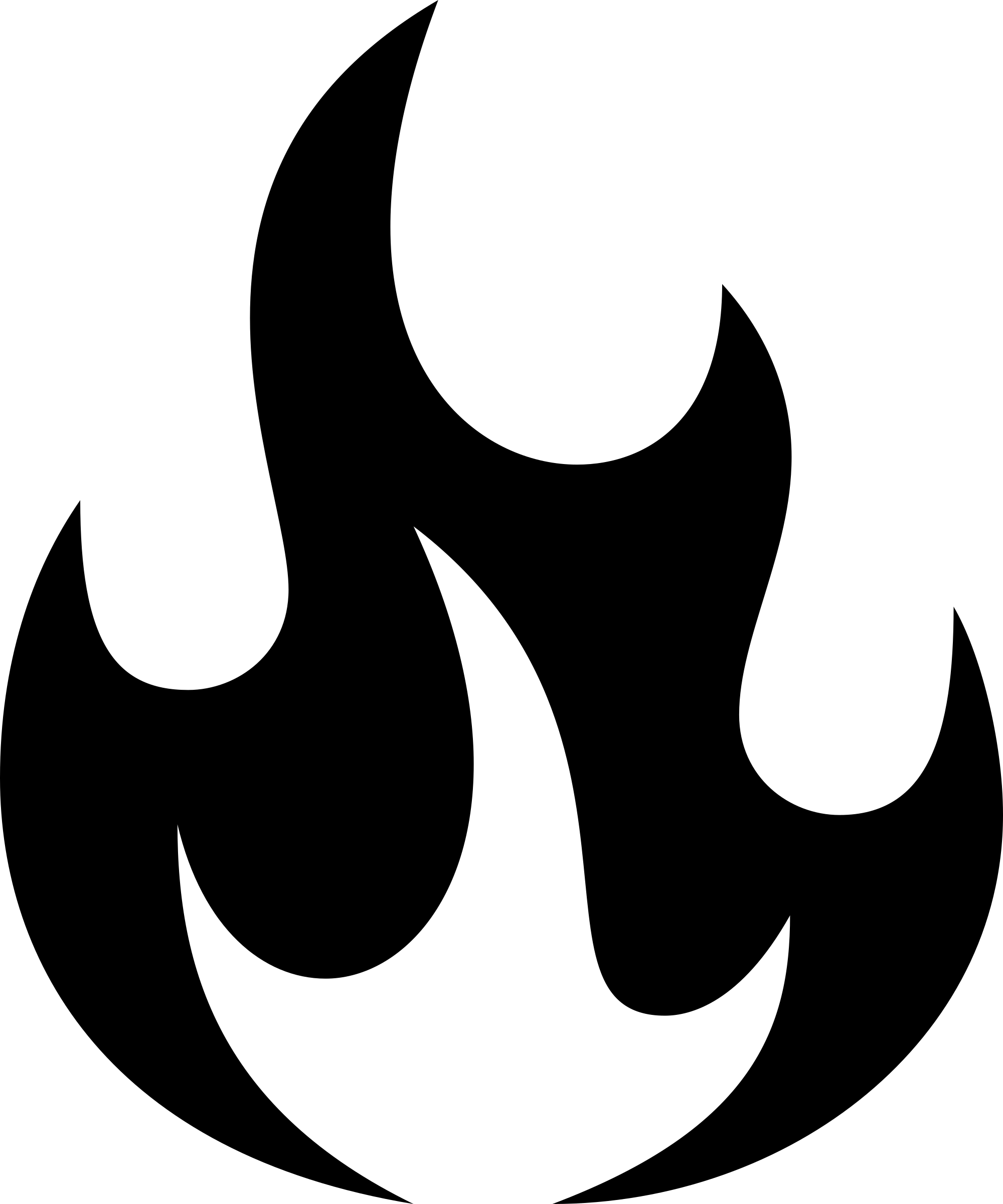 Solid Black Flame Silhouette Icon Design