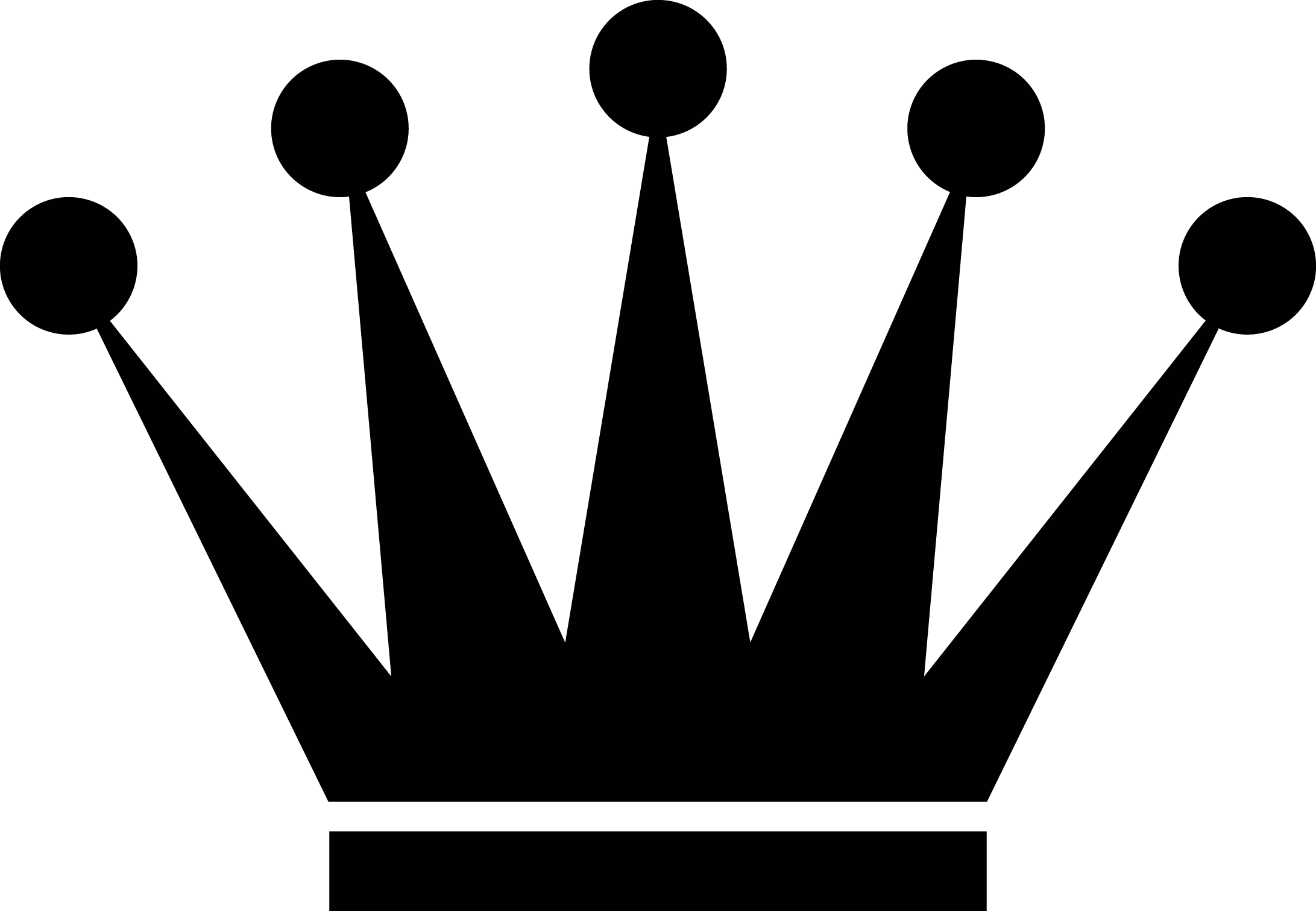 Solid Black Five-Point Crown with Round Tips