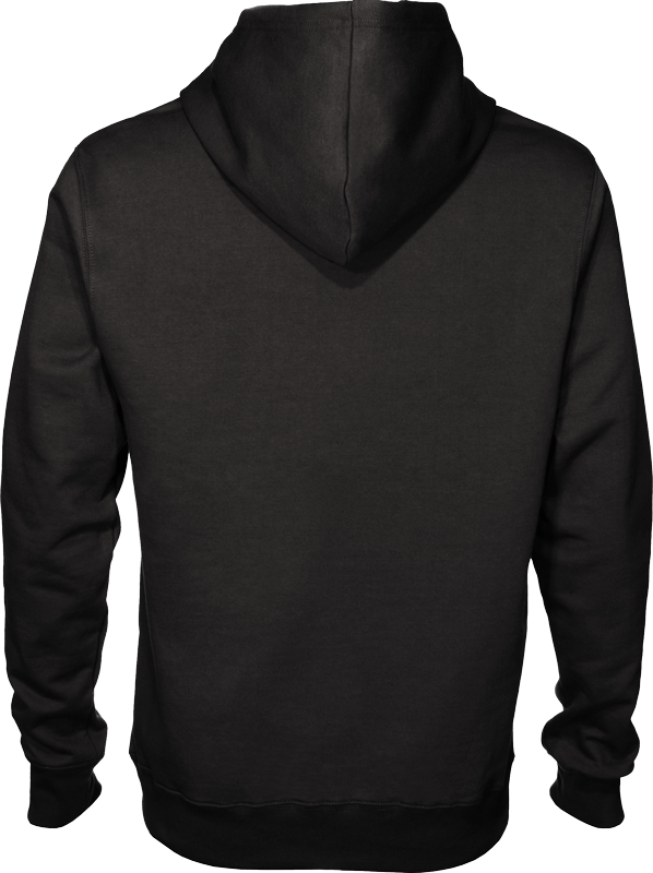 Black Hoodie Back View with Hood Up