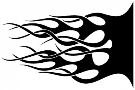 Black Tribal Flame Decal with Swirling Tips