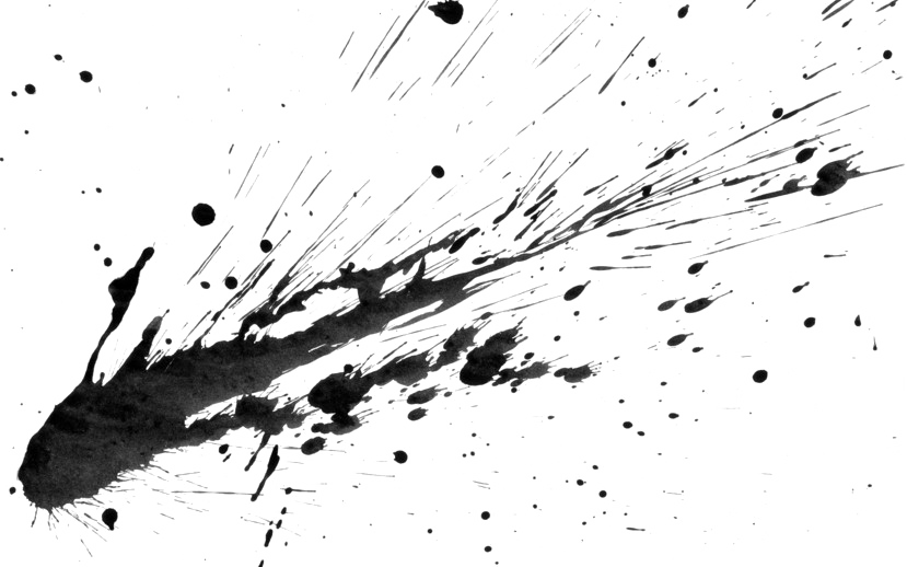 Black Ink Splash with Diagonal Spray Streaks