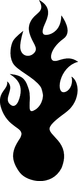 Solid Black Flame Silhouette with Curling Tongues