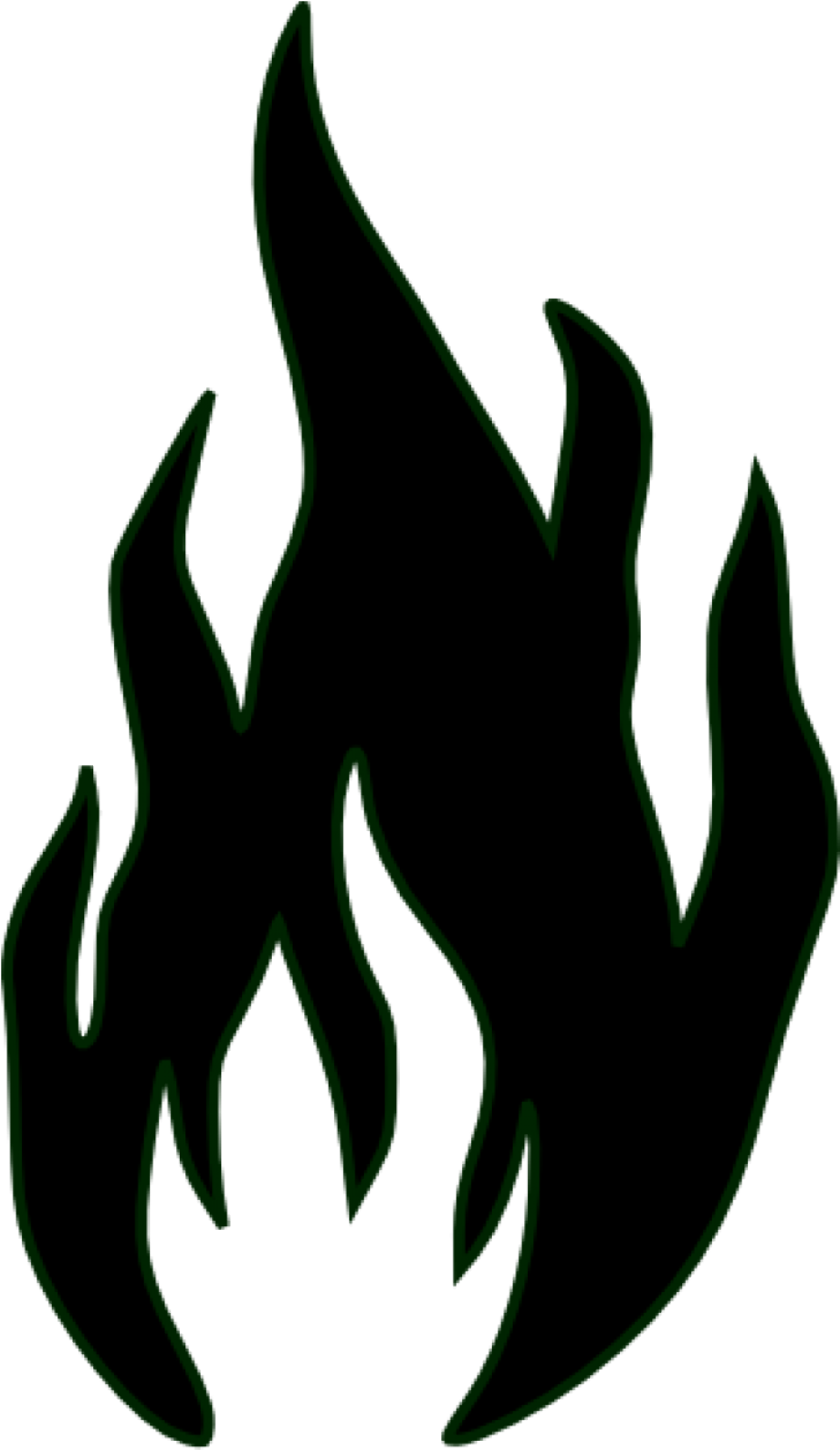 Solid Black Flame Silhouette with Tall Tongues