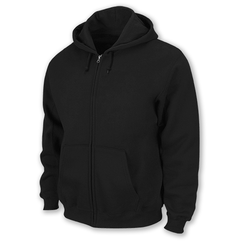 Black Zip-Up Hoodie with Drawstrings