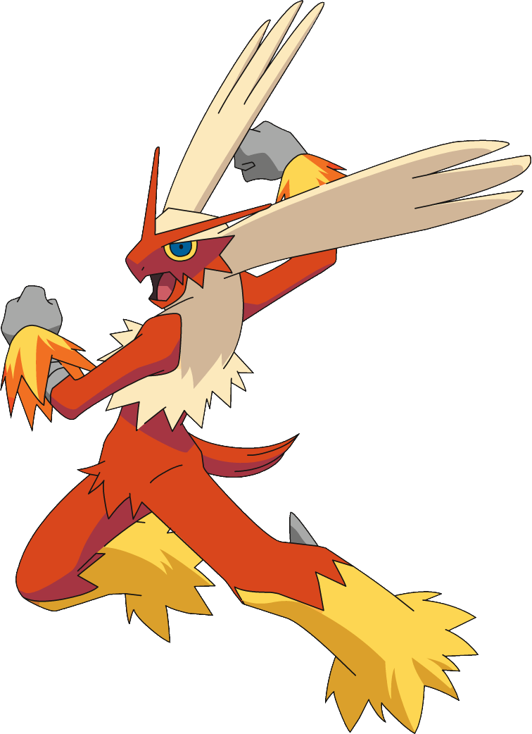 Blaziken Mid-Jump Kick Red and Yellow Design