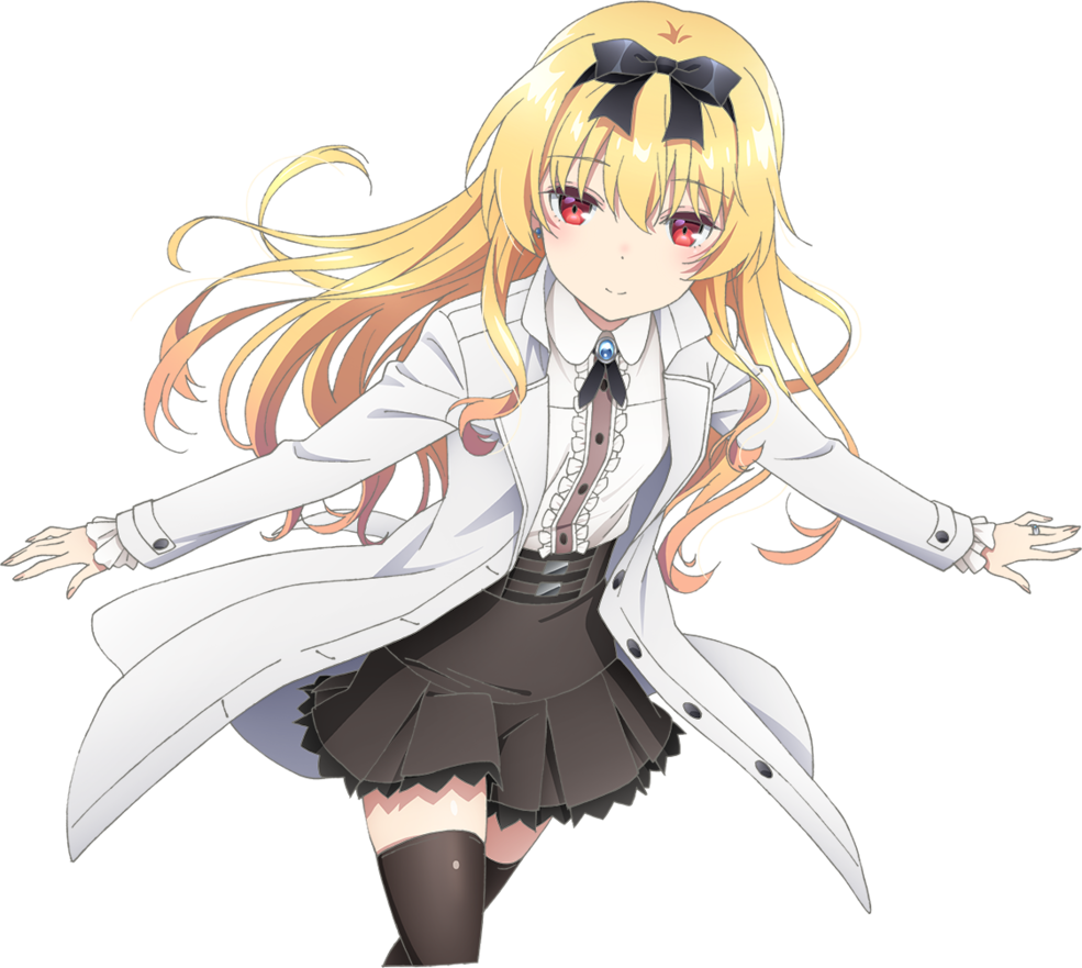 Anime Girl with Blonde Hair and Black Bow