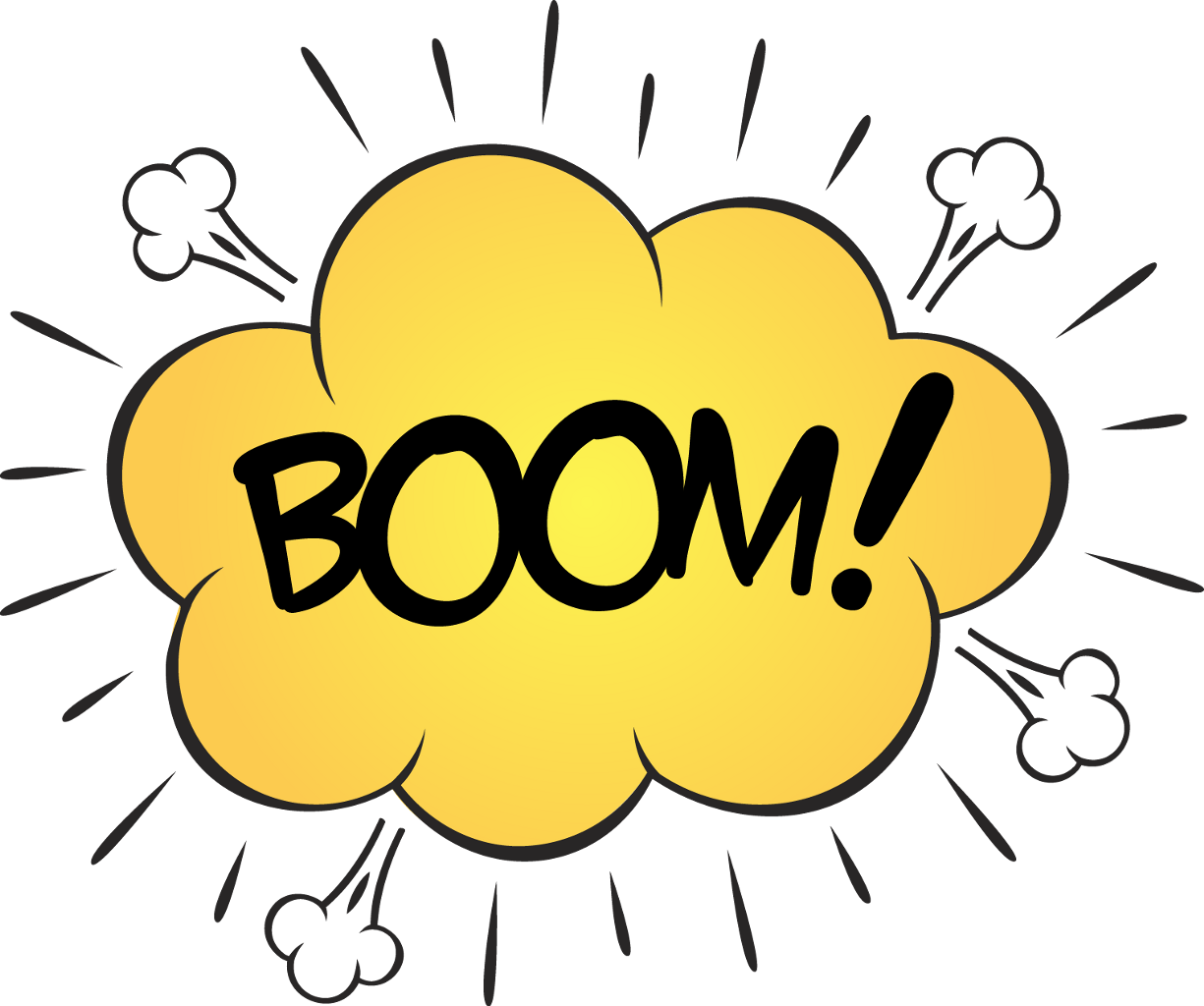 Yellow Comic Boom Cloud with Black Outline