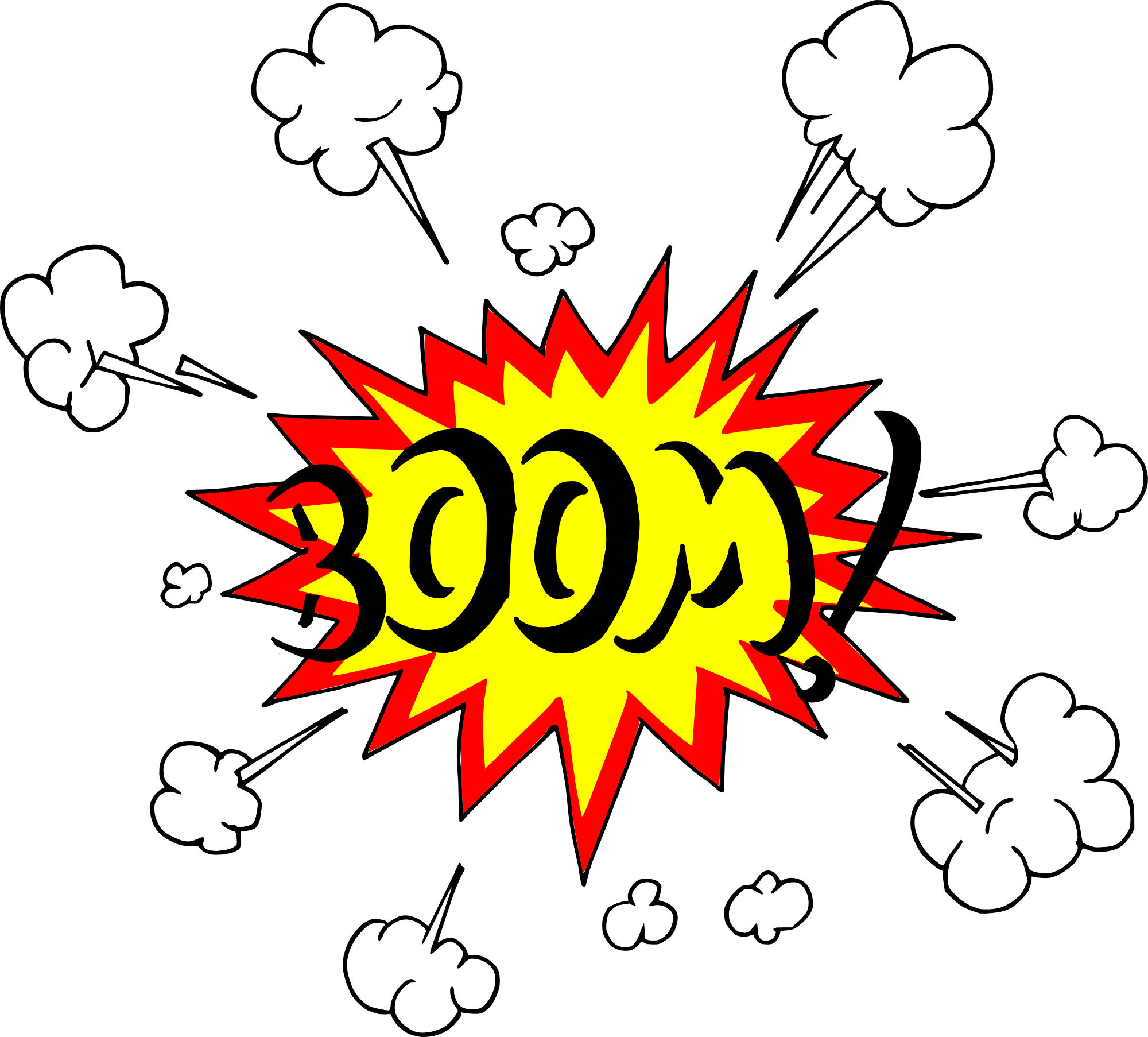 Cartoon Explosion Burst with Red and Yellow