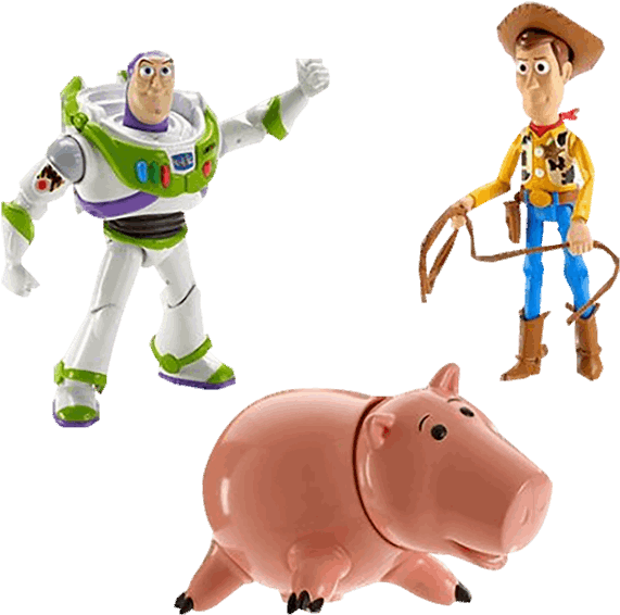Buzz, Woody and Hamm Toy Figures