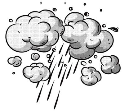 Comic Smoke Cloud Explosion, Black and White