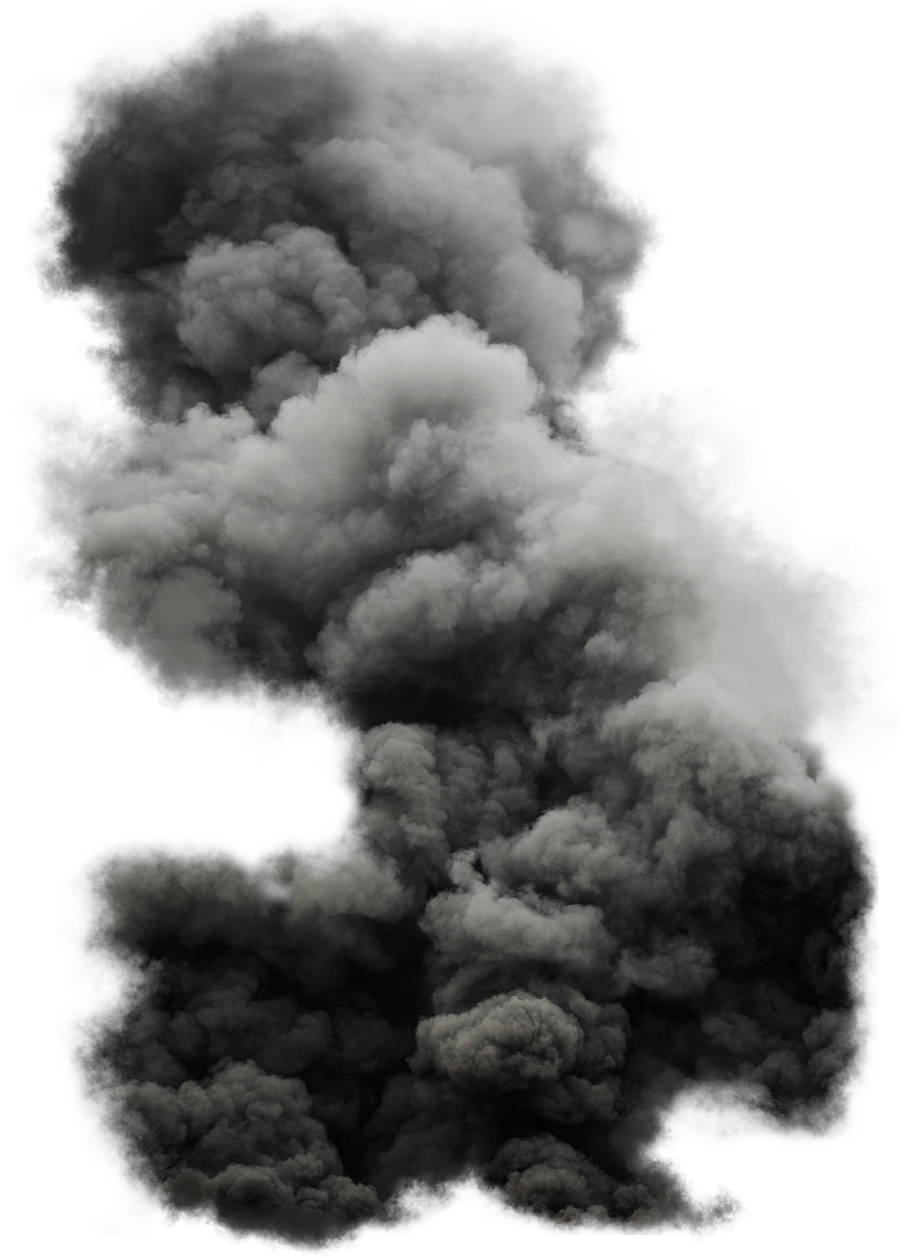 Billowing Black Smoke Column Rising Upward