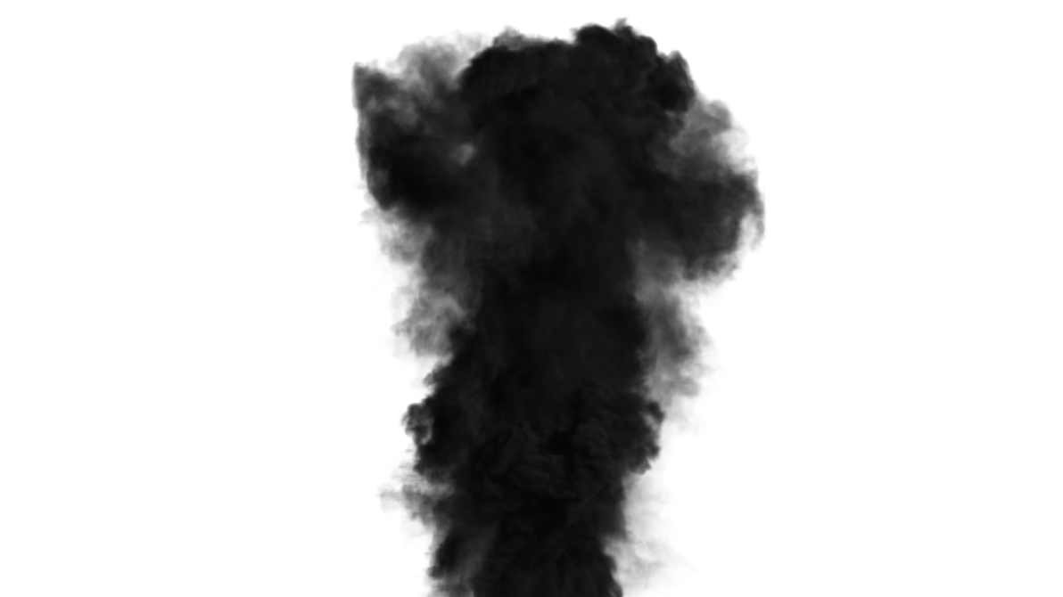 Billowing Black Smoke Column Rising Upward