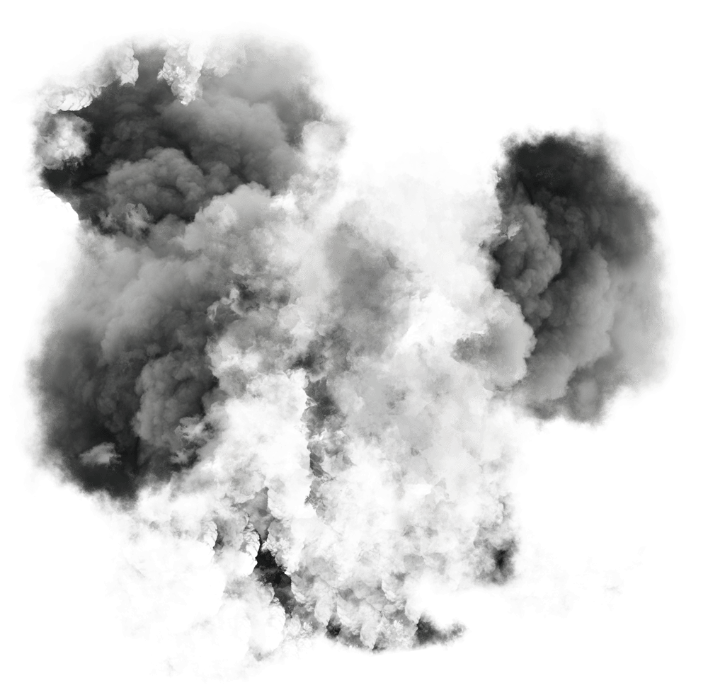Billowing Grey and Black Smoke Cloud